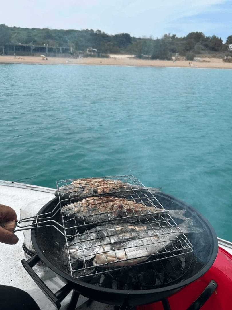 Traditional wooden fishing boat on the Aegean Sea near Rhodes